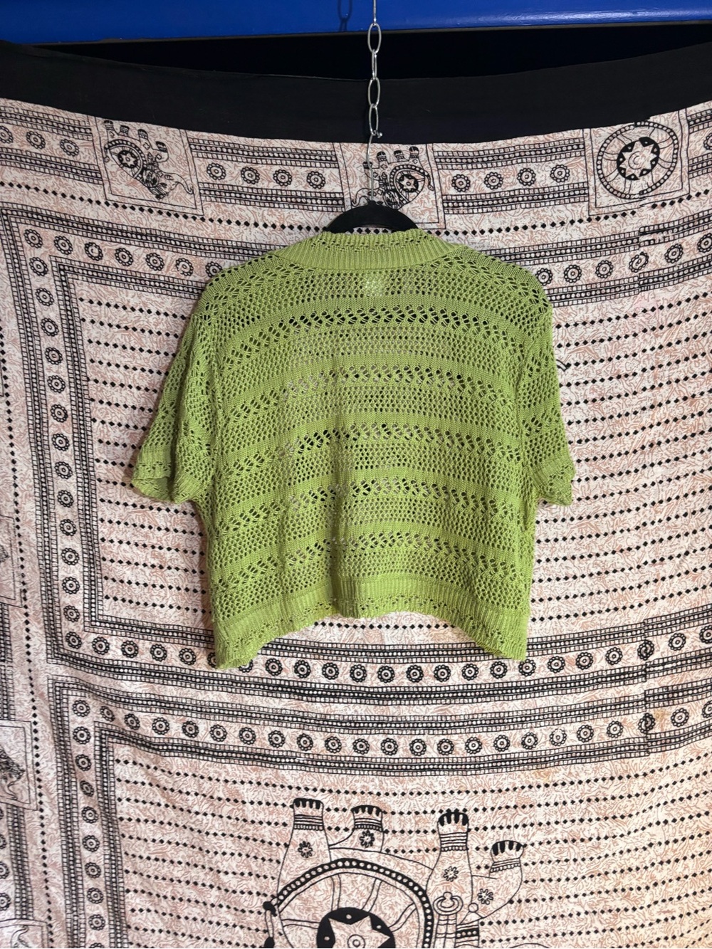 Sweet Kizz Bright Green open knit Cropped Summer Cardigan Size Xl - Picture 3 of 6